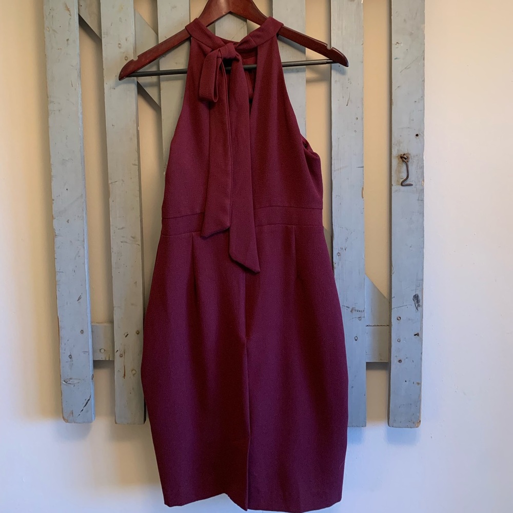 ASOS burgundy halter tie dress